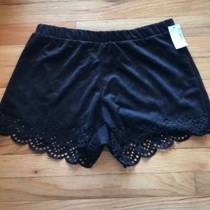 Black suede shorts